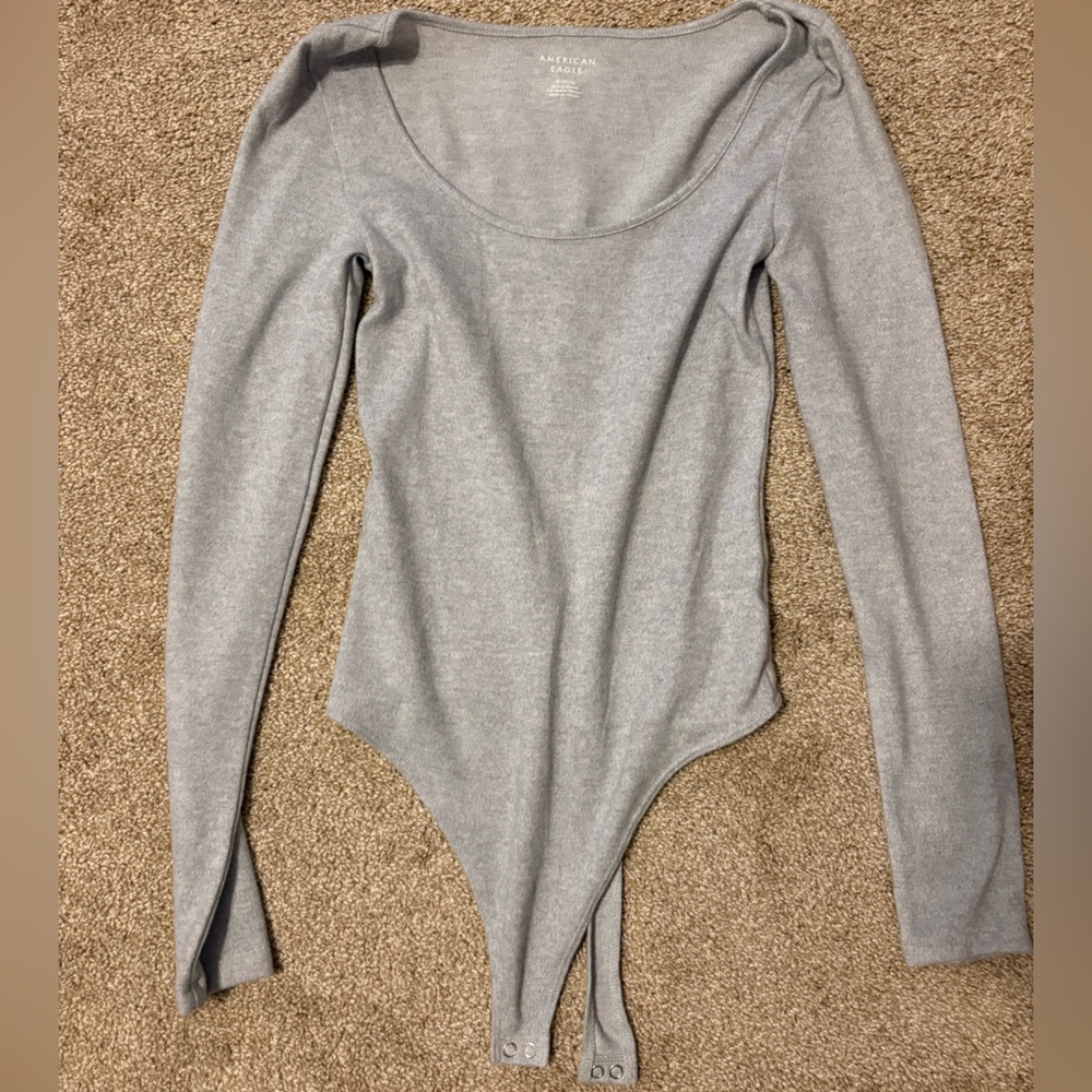American Eagle Gray Knit Bodysuit